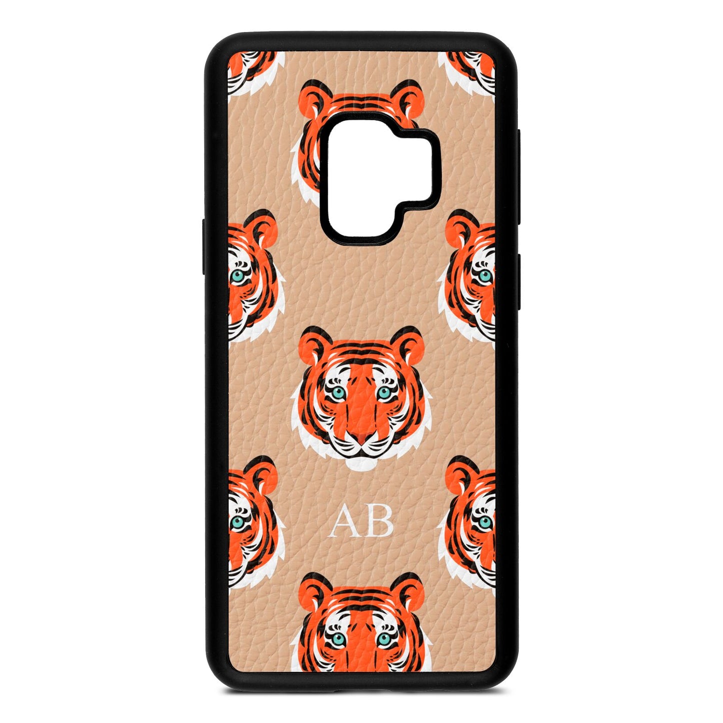 Personalised Tiger Head Nude Pebble Leather Samsung S9 Case