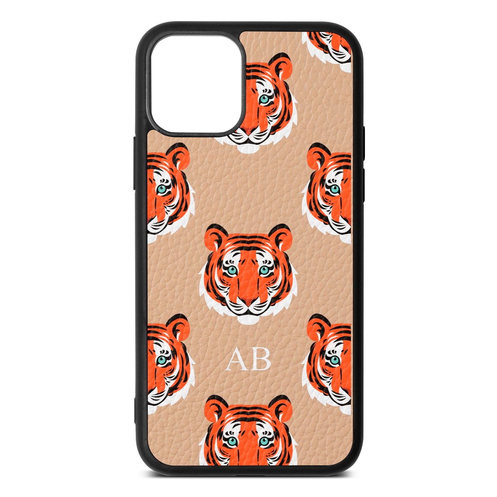 Personalised Tiger Head Nude Pebble Leather iPhone 11 Case