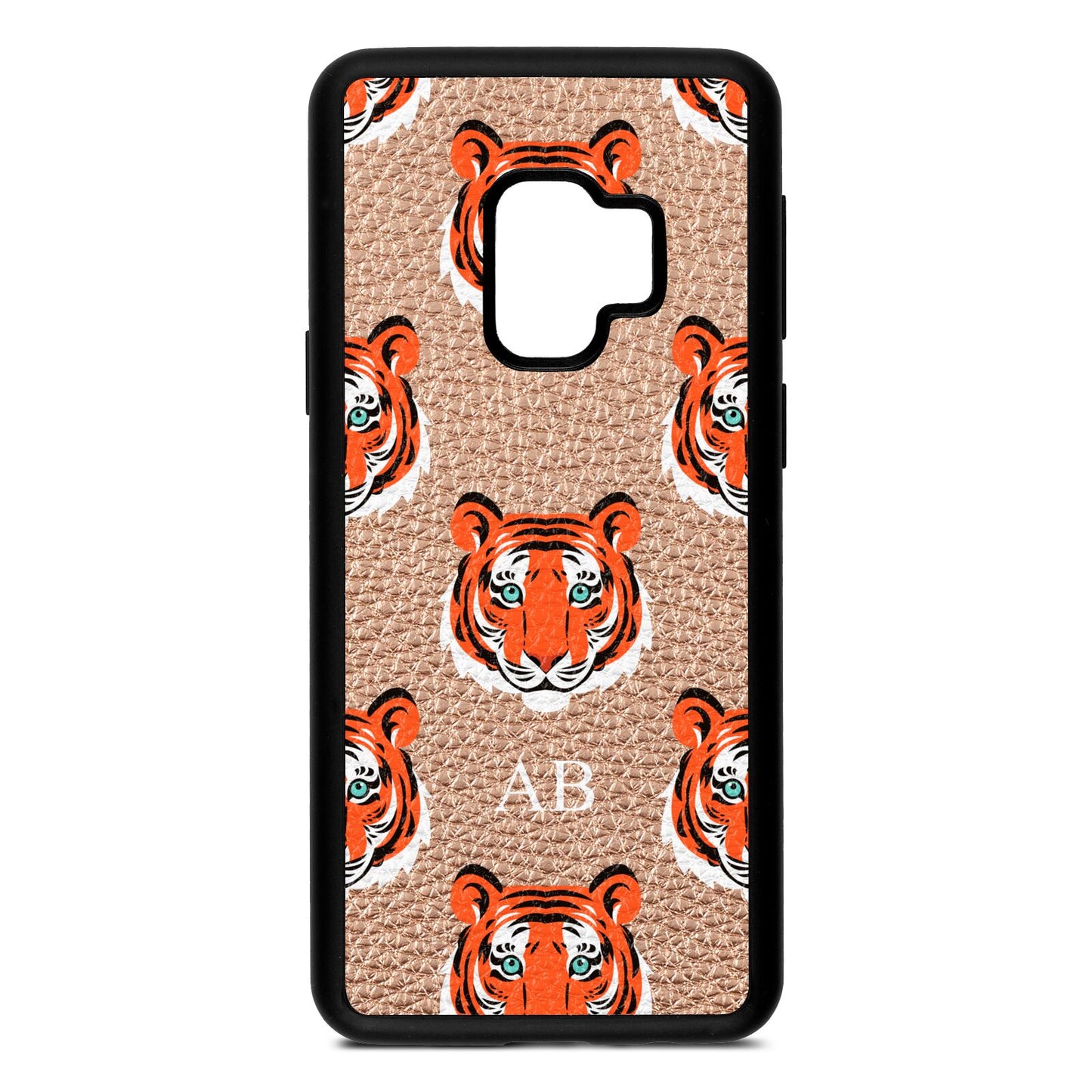 Personalised Tiger Head Rose Gold Pebble Leather Samsung S9 Case