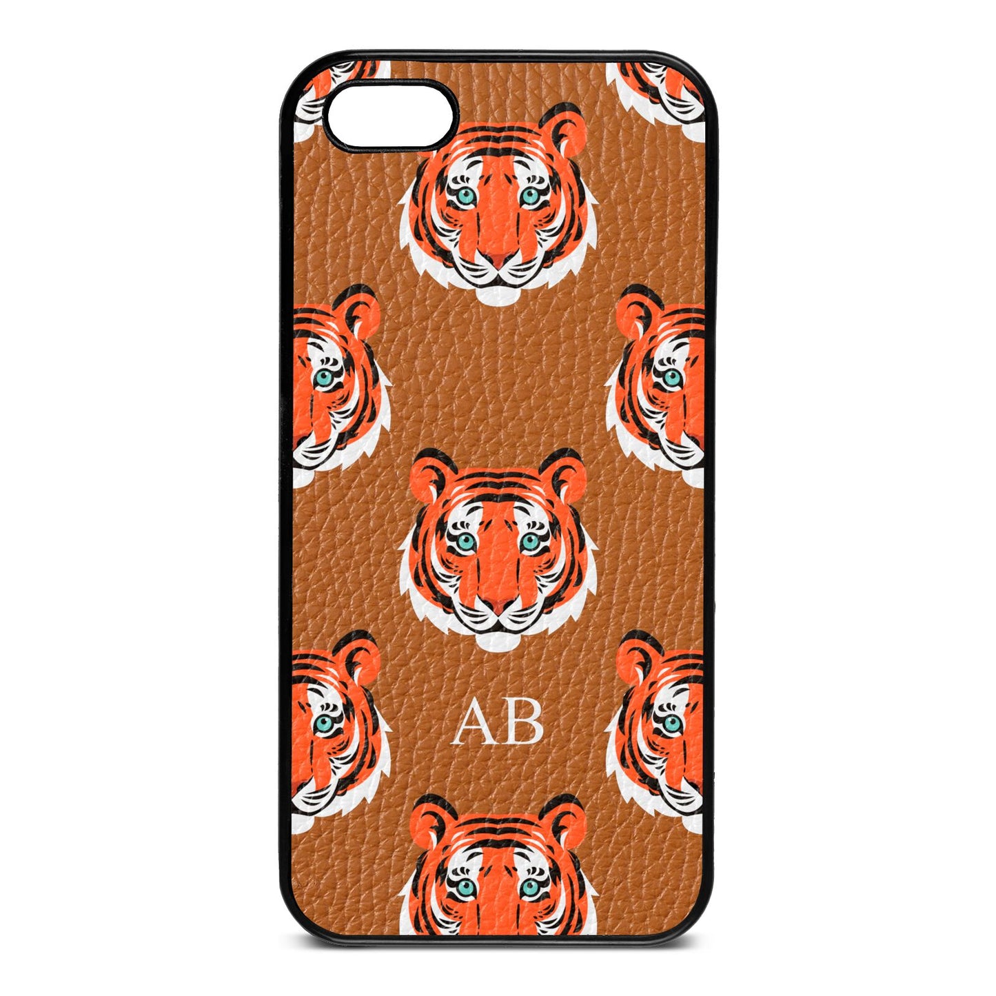 Personalised Tiger Head Tan Pebble Leather iPhone 5 Case