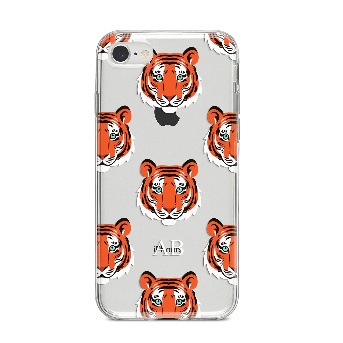 Personalised Tiger Head iPhone 8 Bumper Case on Silver iPhone