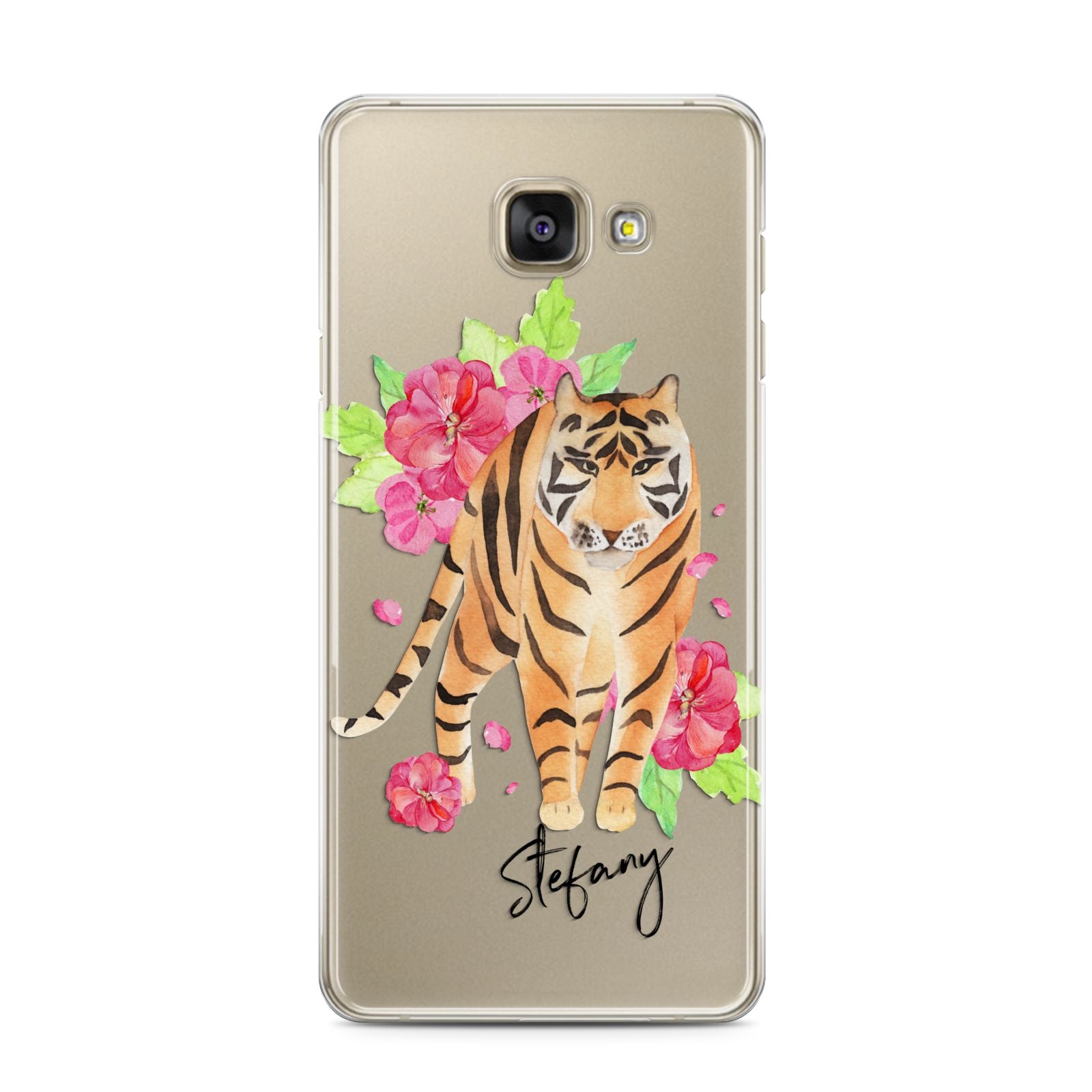 Personalised Tiger Samsung Galaxy A3 2016 Case on gold phone