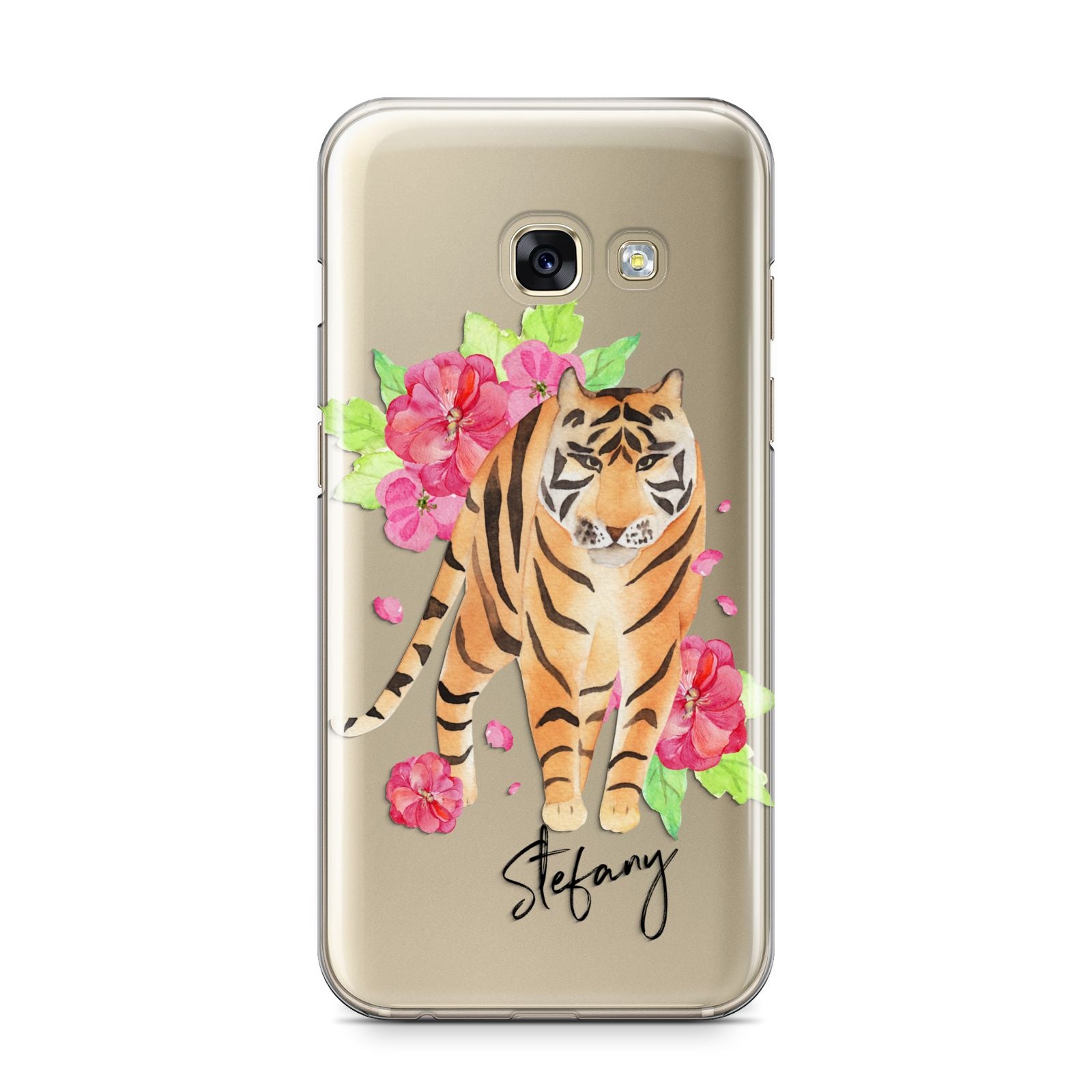 Personalised Tiger Samsung Galaxy A3 2017 Case on gold phone