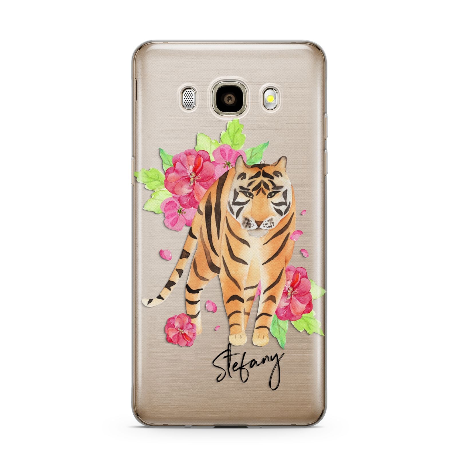 Personalised Tiger Samsung Galaxy J7 2016 Case on gold phone