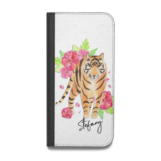 Personalised Tiger Vegan Leather Flip iPhone Case