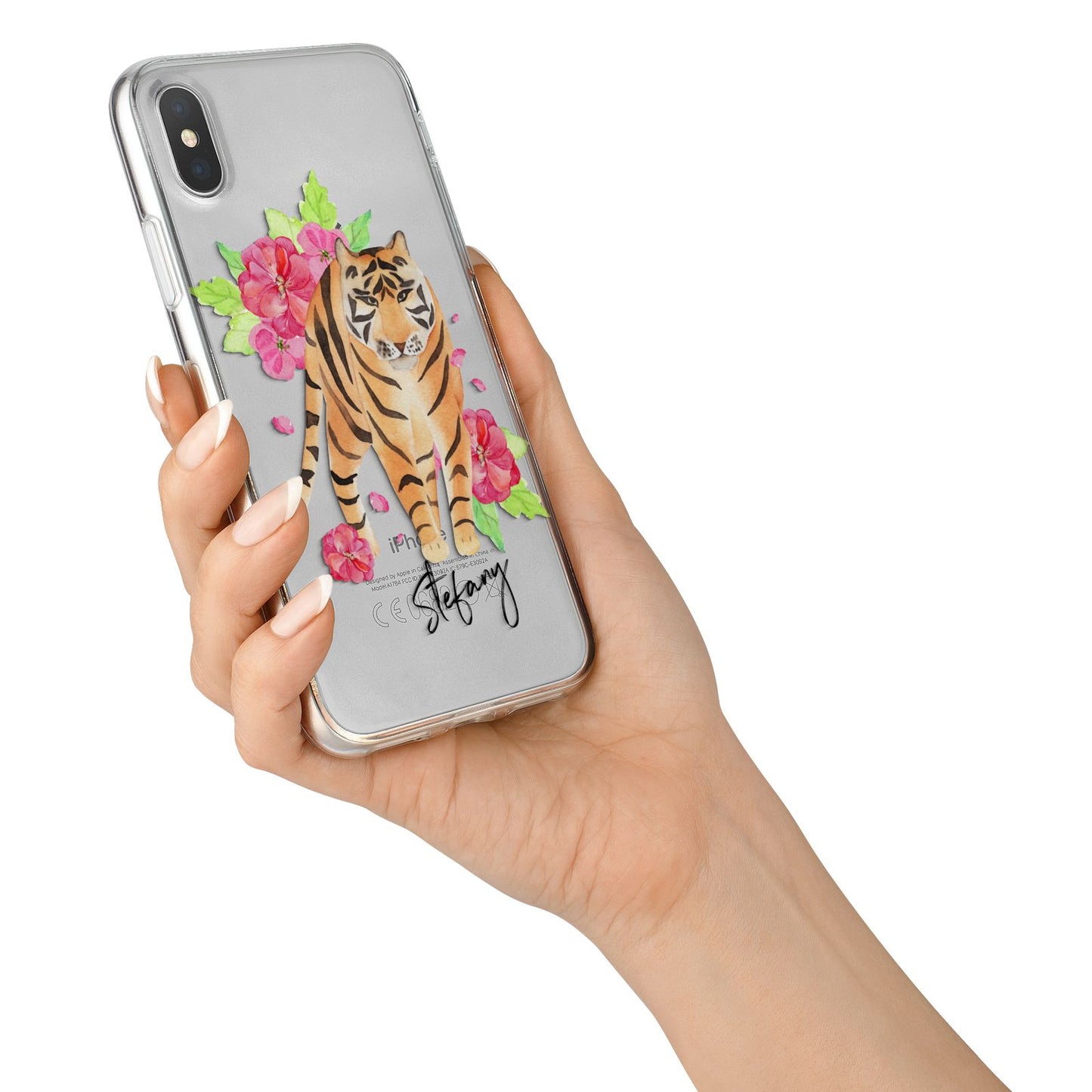Personalised Tiger iPhone X Bumper Case on Silver iPhone Alternative Image 2