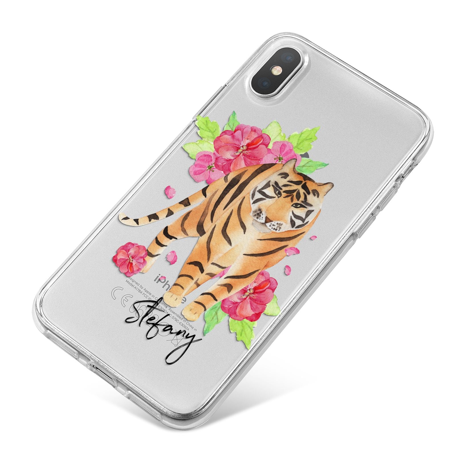 Personalised Tiger iPhone X Bumper Case on Silver iPhone