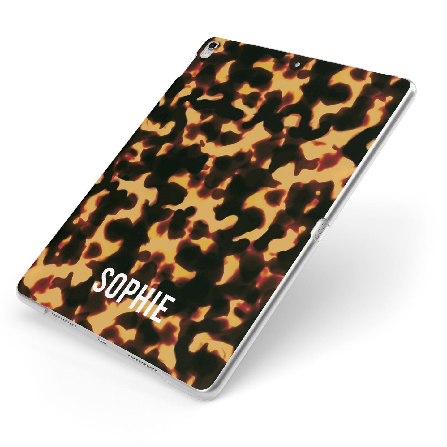 Personalised Tortoise Shell Pattern Apple iPad Case on Silver iPad Side View