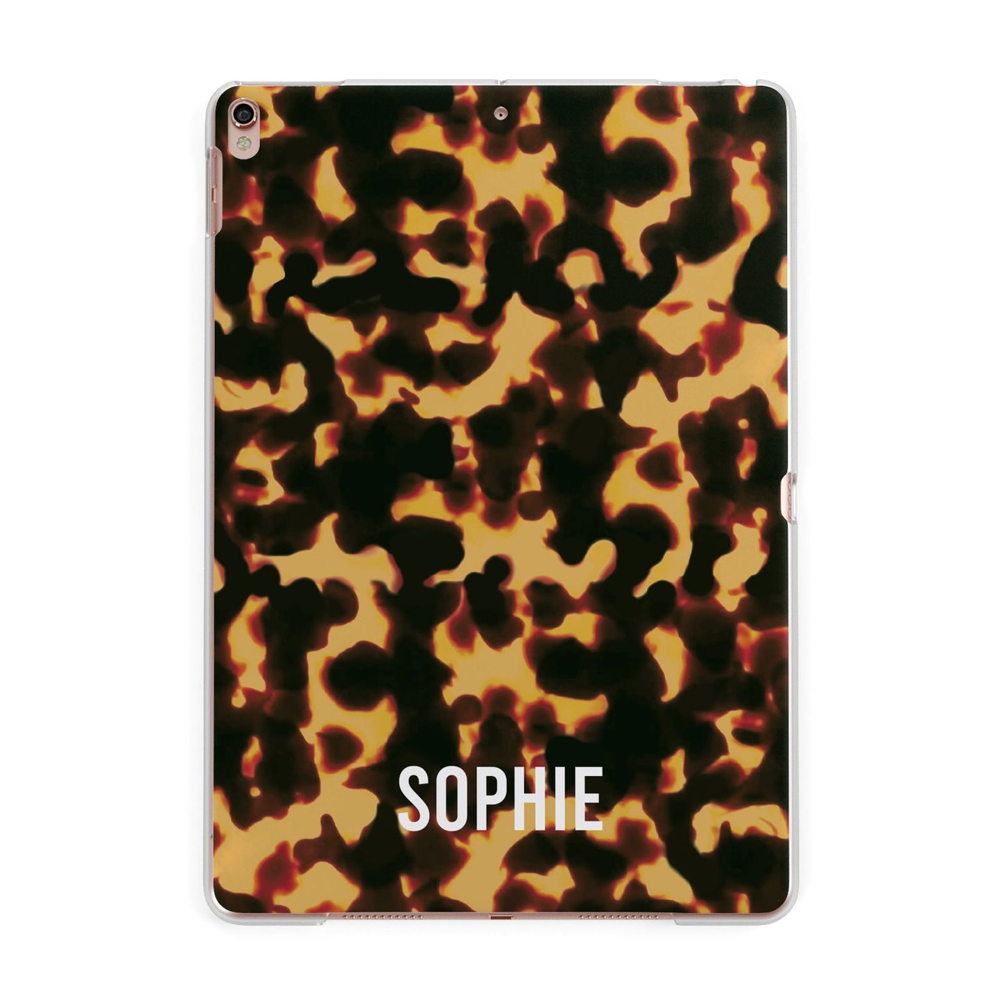 Personalised Tortoise Shell Pattern Apple iPad Rose Gold Case