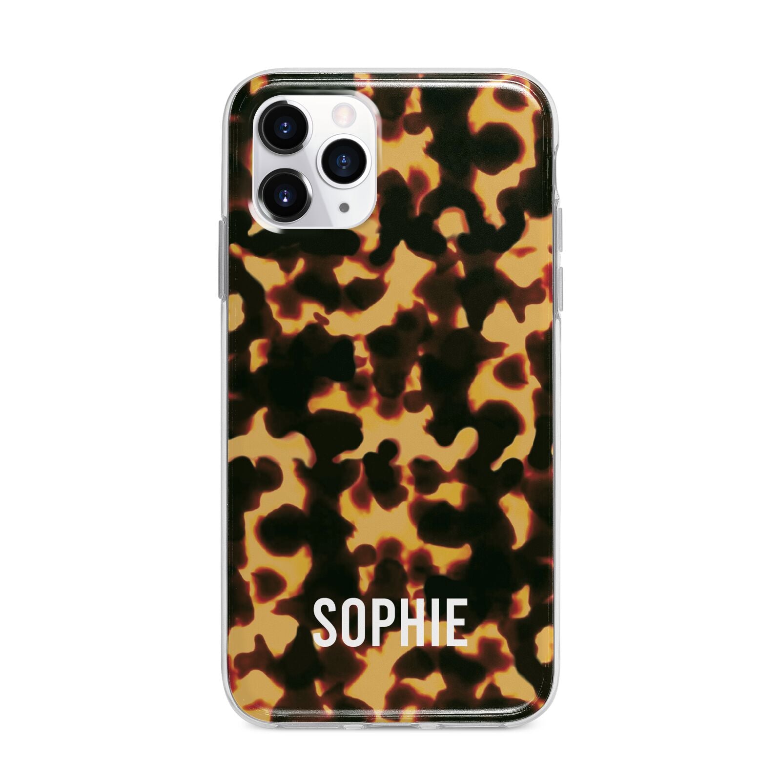 Personalised Tortoise Shell Pattern Apple iPhone 11 Pro Max in Silver with Bumper Case