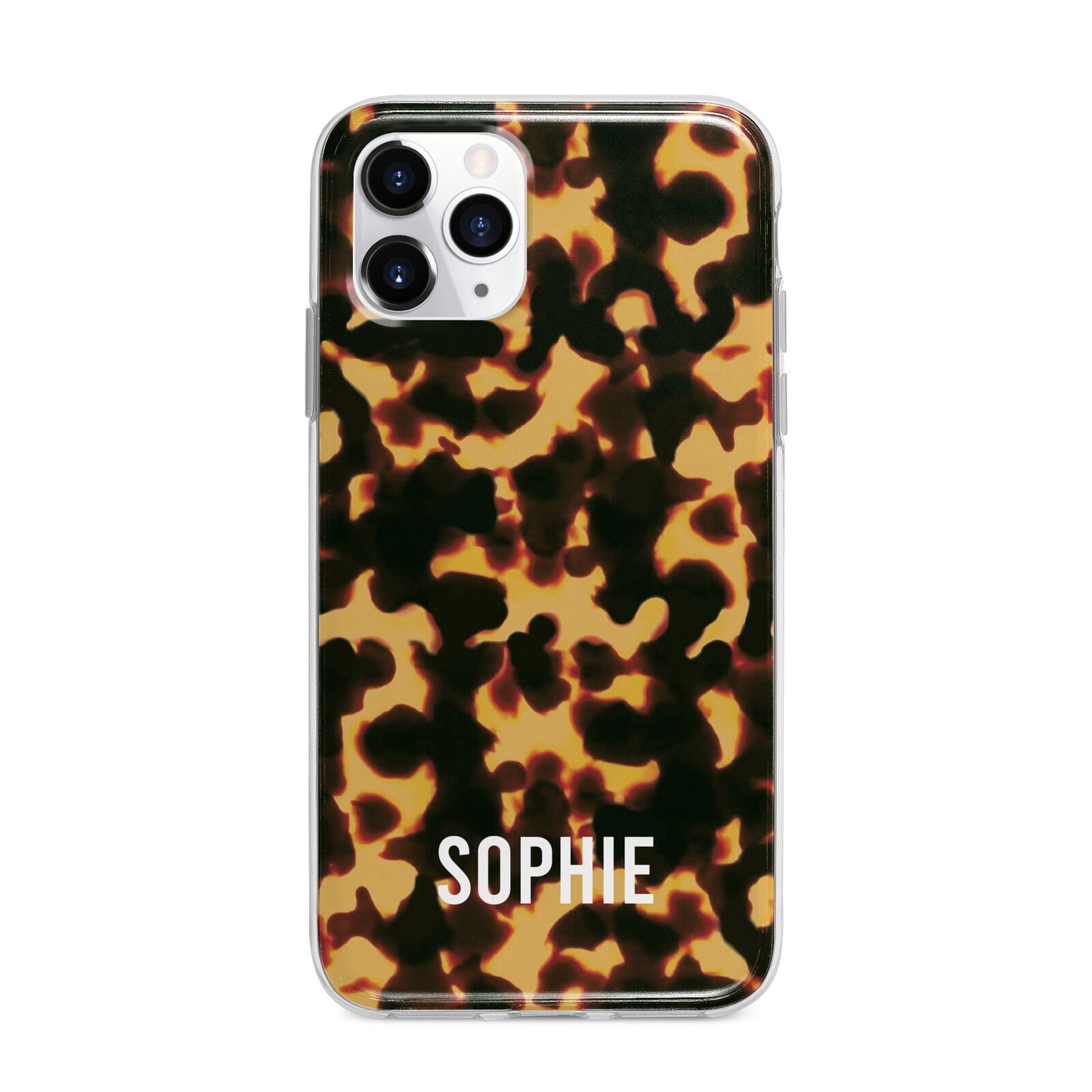 Personalised Tortoise Shell Pattern Apple iPhone 11 Pro in Silver with Bumper Case