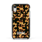Personalised Tortoise Shell Pattern Apple iPhone XR Impact Case Black Edge on Silver Phone