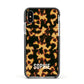 Personalised Tortoise Shell Pattern Apple iPhone Xs Impact Case Black Edge on Silver Phone