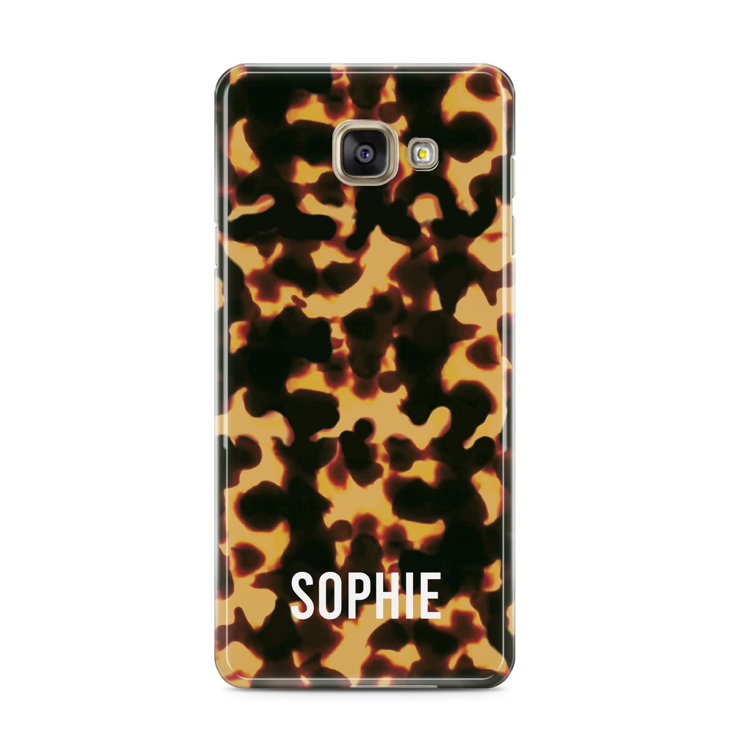 Personalised Tortoise Shell Pattern Samsung Galaxy A3 2016 Case on gold phone