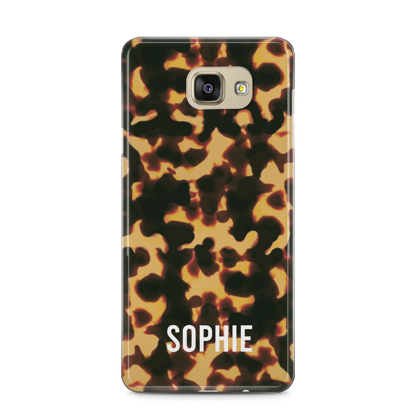 Personalised Tortoise Shell Pattern Samsung Galaxy A5 2016 Case on gold phone