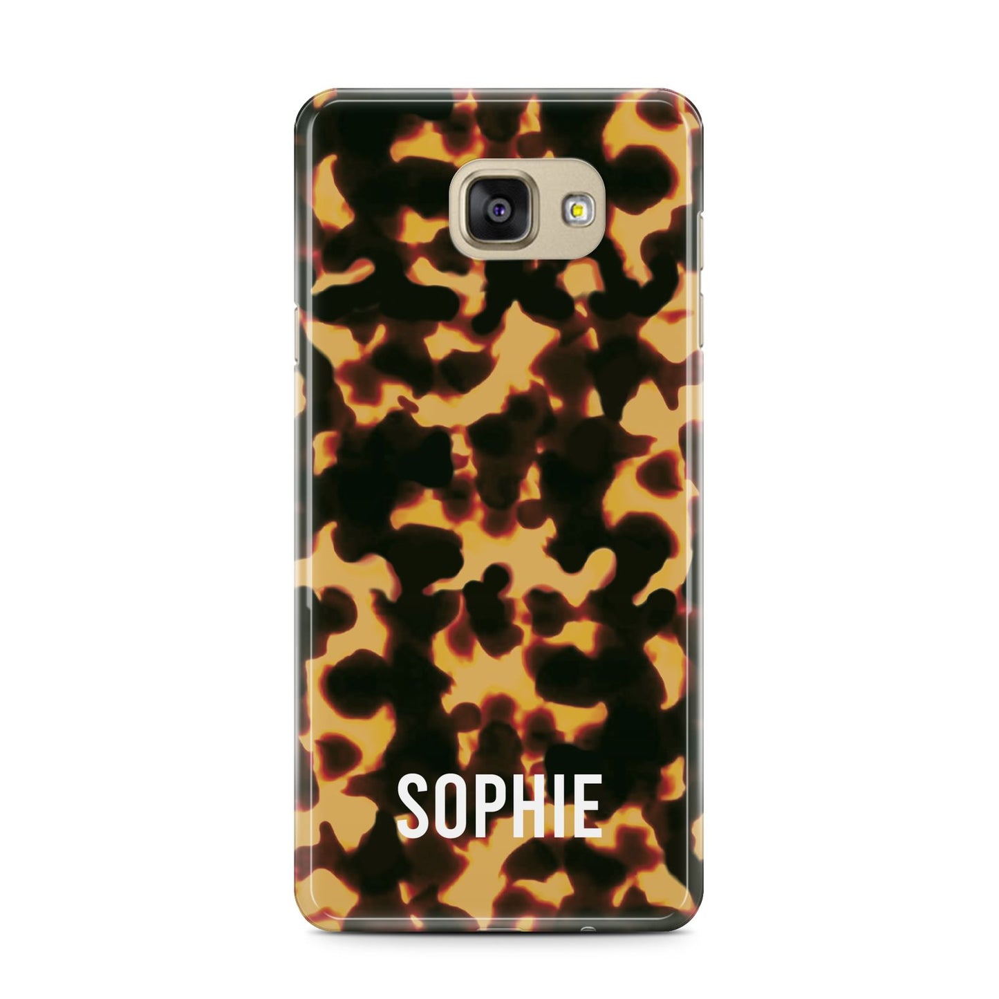 Personalised Tortoise Shell Pattern Samsung Galaxy A7 2016 Case on gold phone