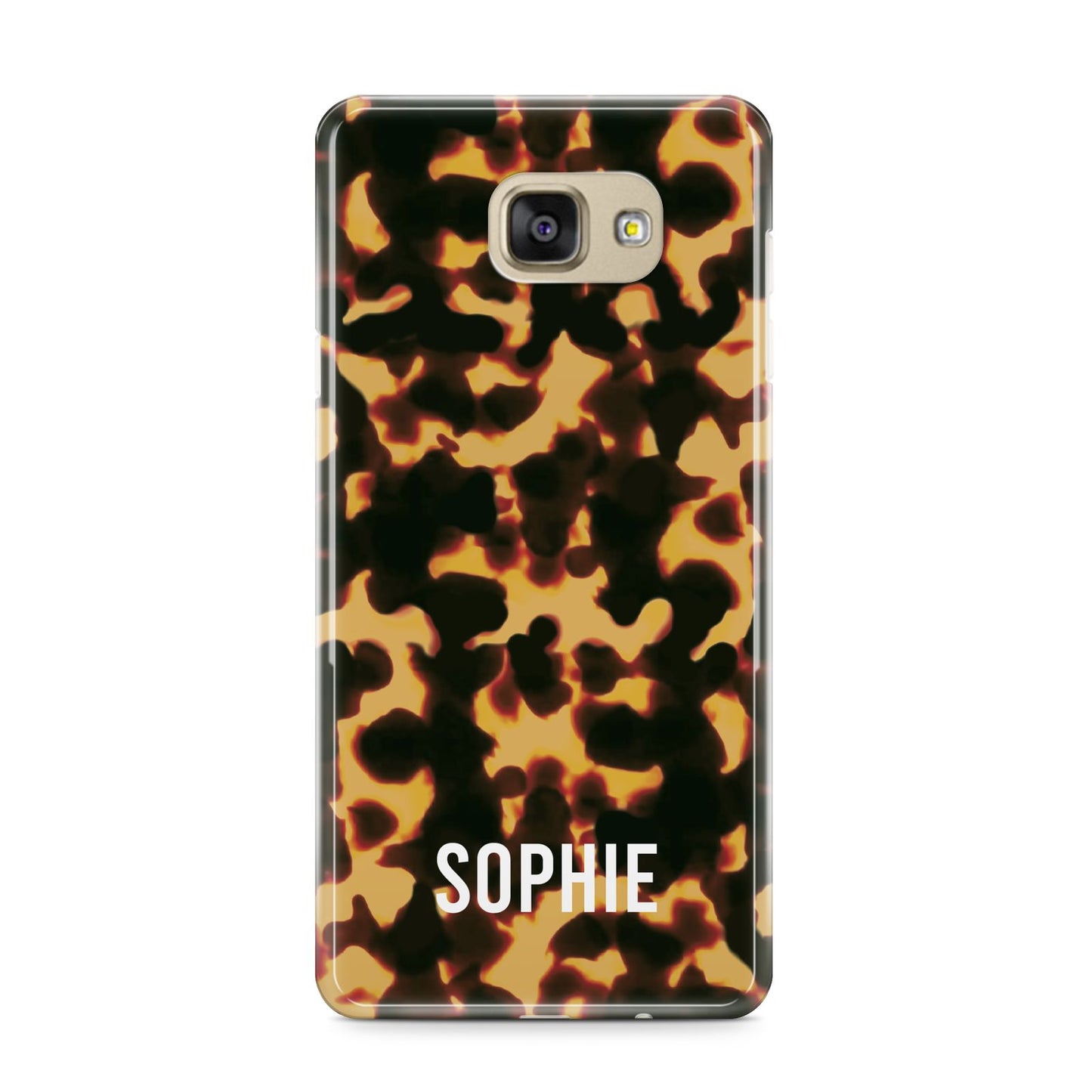 Personalised Tortoise Shell Pattern Samsung Galaxy A9 2016 Case on gold phone