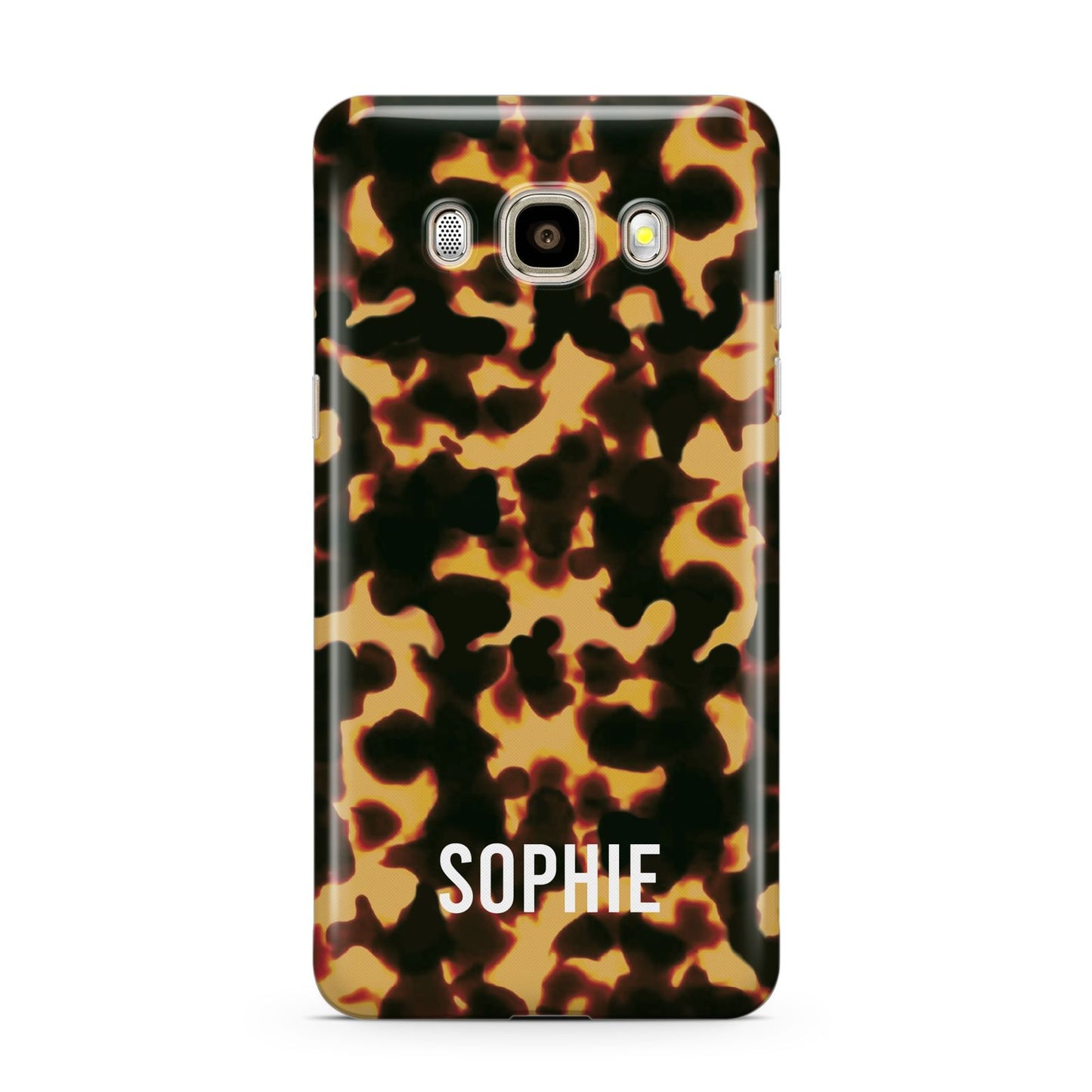 Personalised Tortoise Shell Pattern Samsung Galaxy J7 2016 Case on gold phone