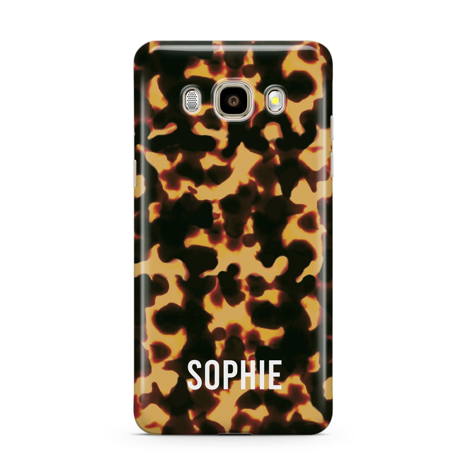 Personalised Tortoise Shell Pattern Samsung Galaxy J7 2016 Case on gold phone
