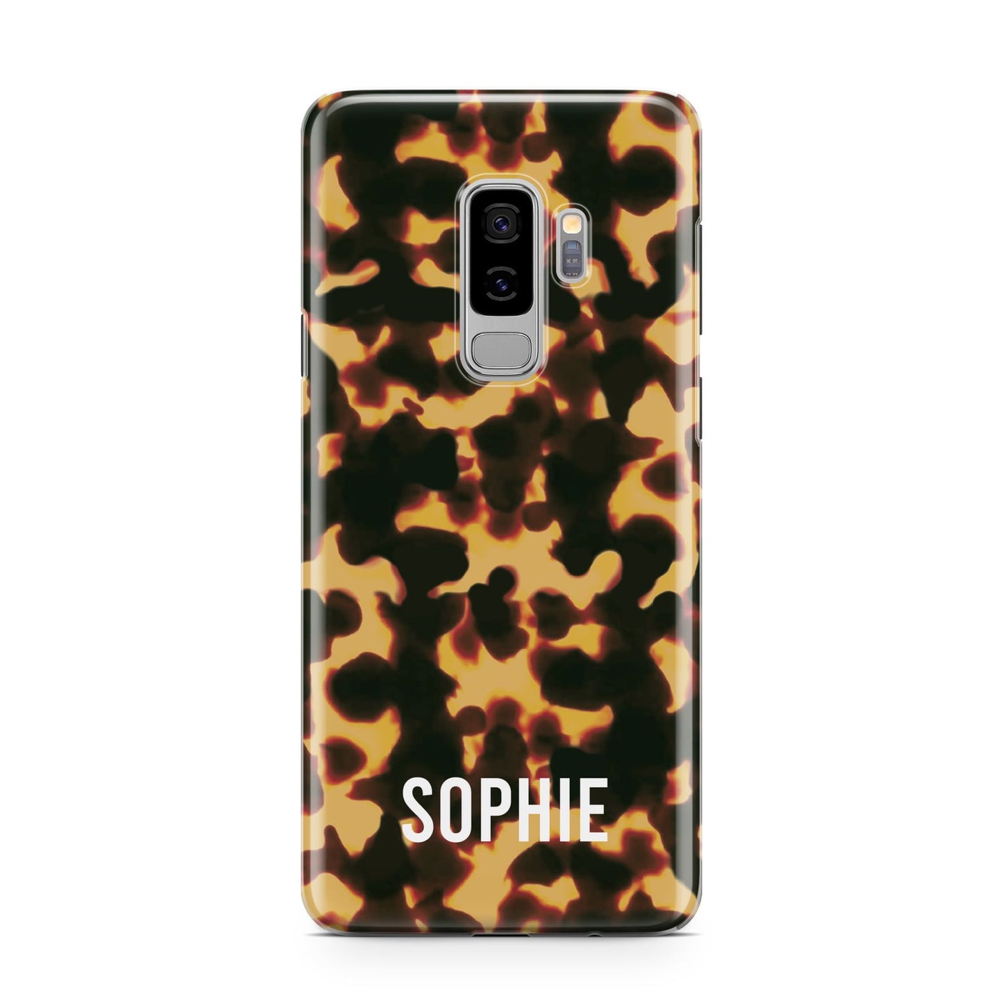 Personalised Tortoise Shell Pattern Samsung Galaxy S9 Plus Case on Silver phone