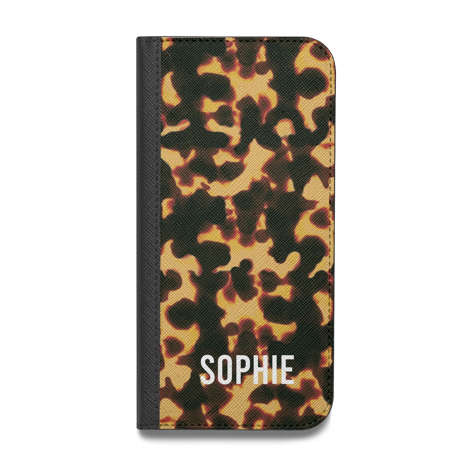 Personalised Tortoise Shell Pattern Vegan Leather Flip Samsung Case