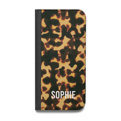 Personalised Tortoise Shell Pattern Vegan Leather Flip Samsung Case