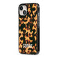 Personalised Tortoise Shell Pattern iPhone 13 Black Impact Case Side Angle on Silver phone