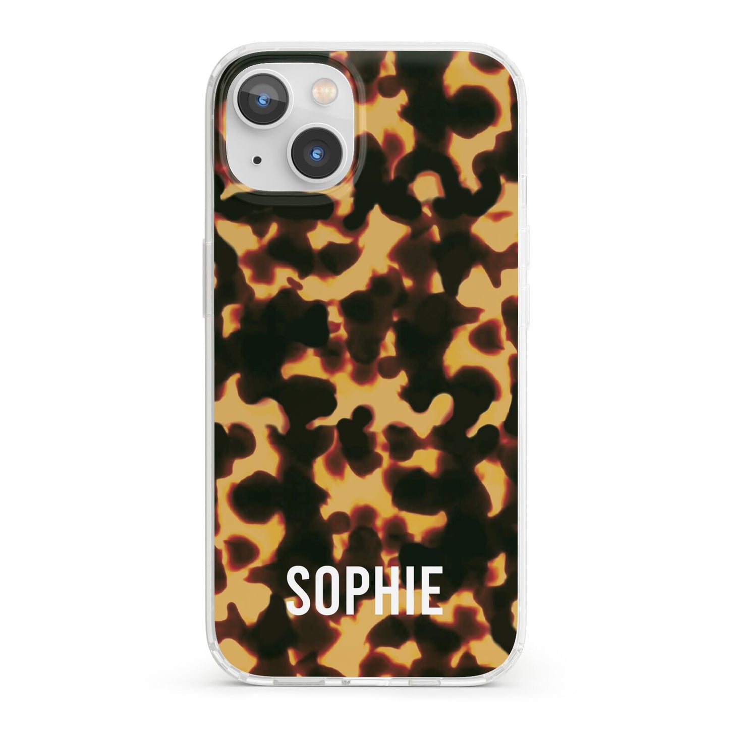 Personalised Tortoise Shell Pattern iPhone 13 Clear Bumper Case