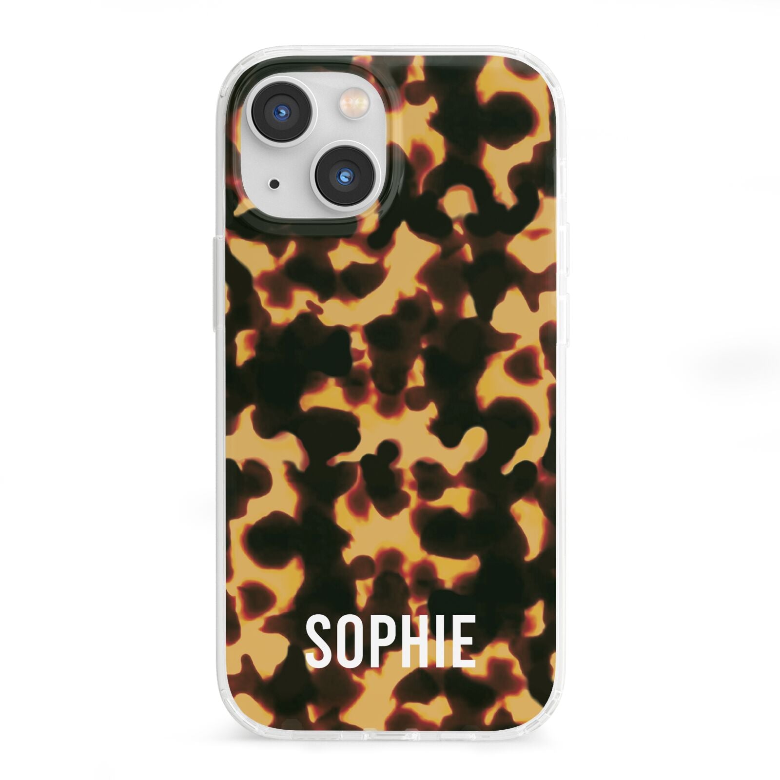 Personalised Tortoise Shell Pattern iPhone 13 Mini Clear Bumper Case
