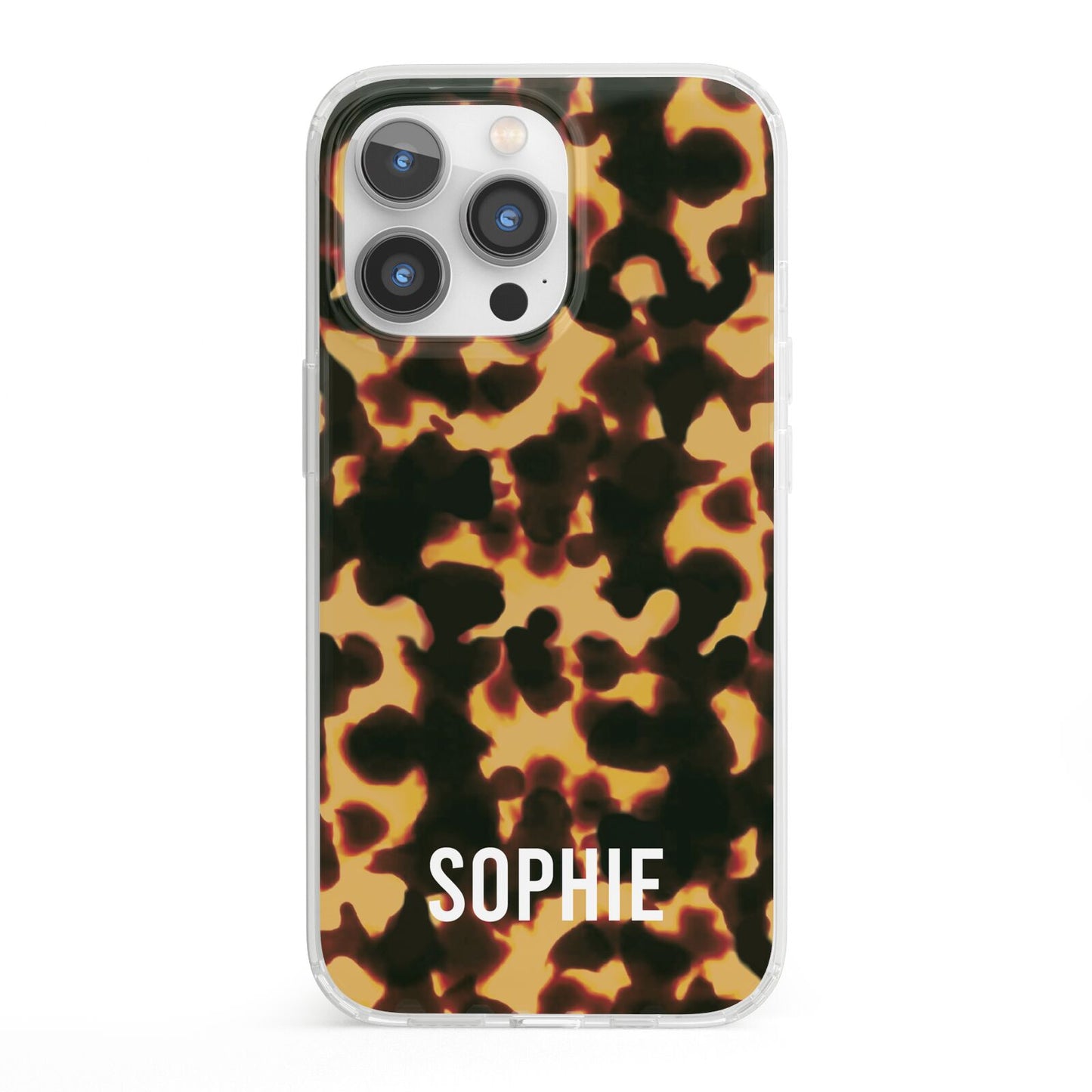 Personalised Tortoise Shell Pattern iPhone 13 Pro Clear Bumper Case
