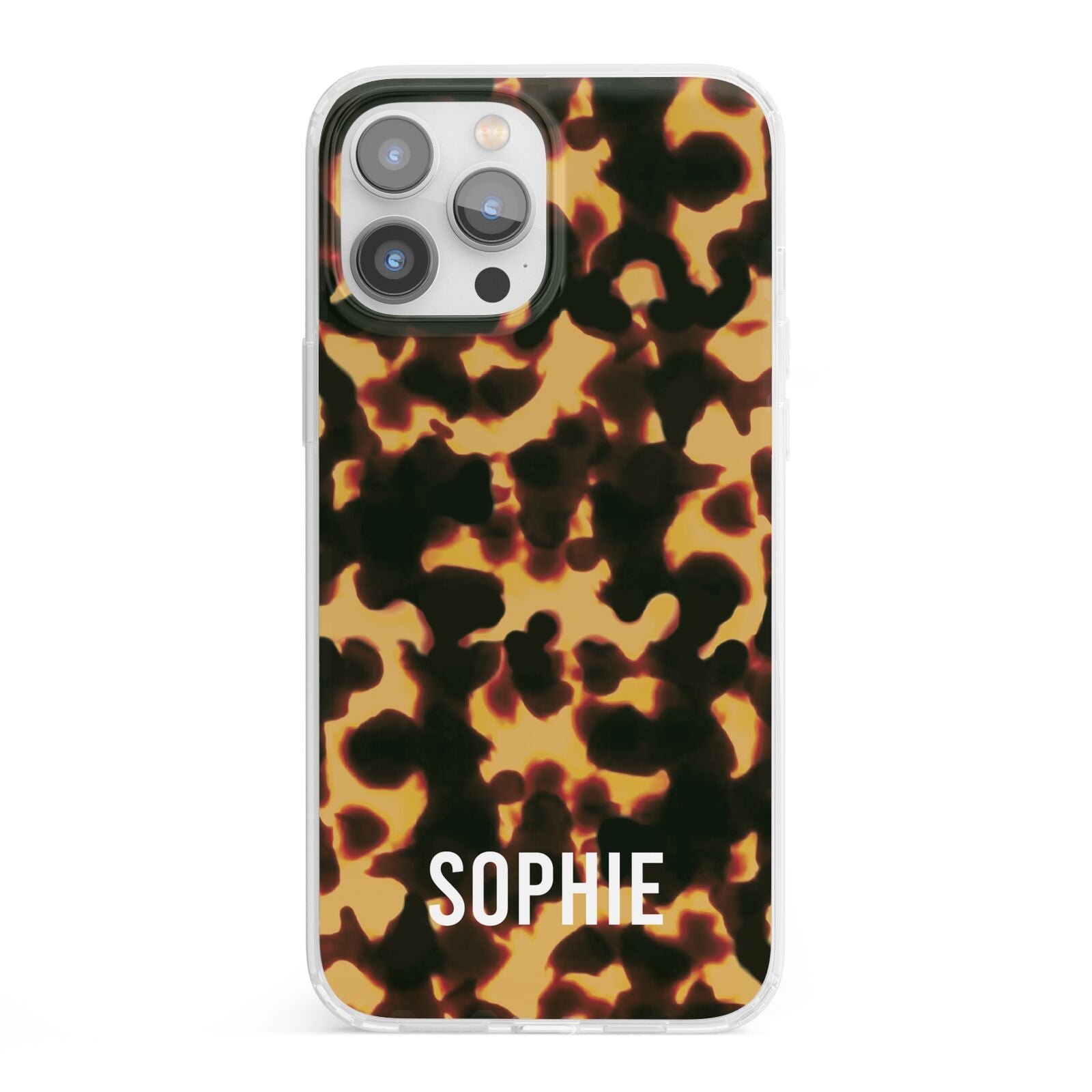 Personalised Tortoise Shell Pattern iPhone 13 Pro Max Clear Bumper Case