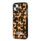 Personalised Tortoise Shell Pattern iPhone 14 Plus Black Impact Case Side Angle on Silver phone