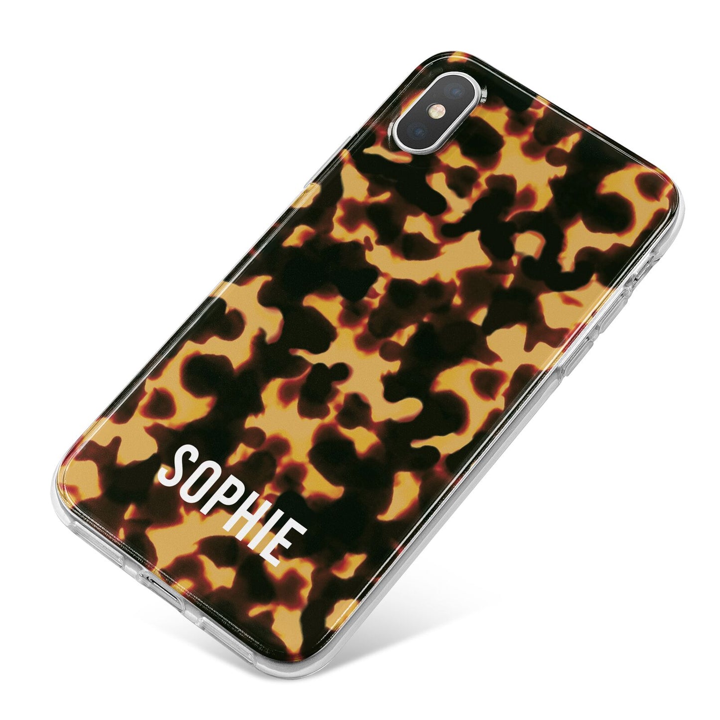 Personalised Tortoise Shell Pattern iPhone X Bumper Case on Silver iPhone