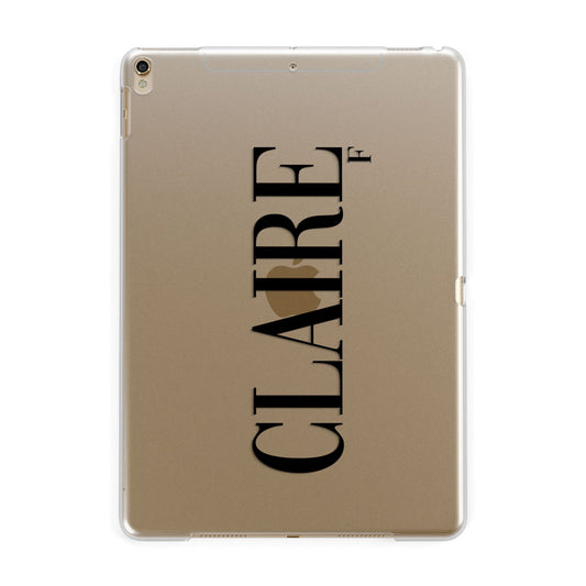 Personalised Transparent Name Apple iPad Gold Case