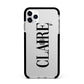 Personalised Transparent Name Apple iPhone 11 Pro Max in Silver with Black Impact Case