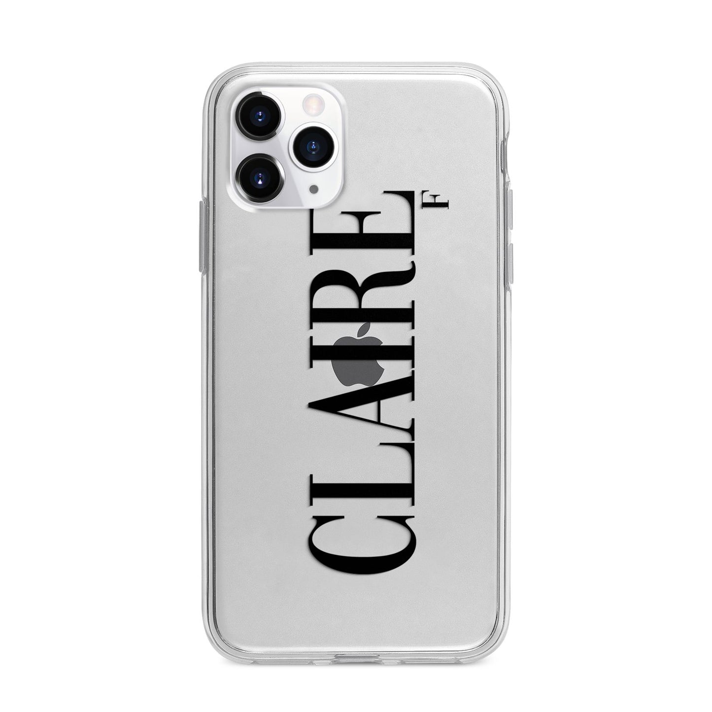 Personalised Transparent Name Apple iPhone 11 Pro Max in Silver with Bumper Case