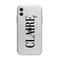 Personalised Transparent Name Apple iPhone 11 in White with Bumper Case