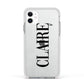 Personalised Transparent Name Apple iPhone 11 in White with White Impact Case