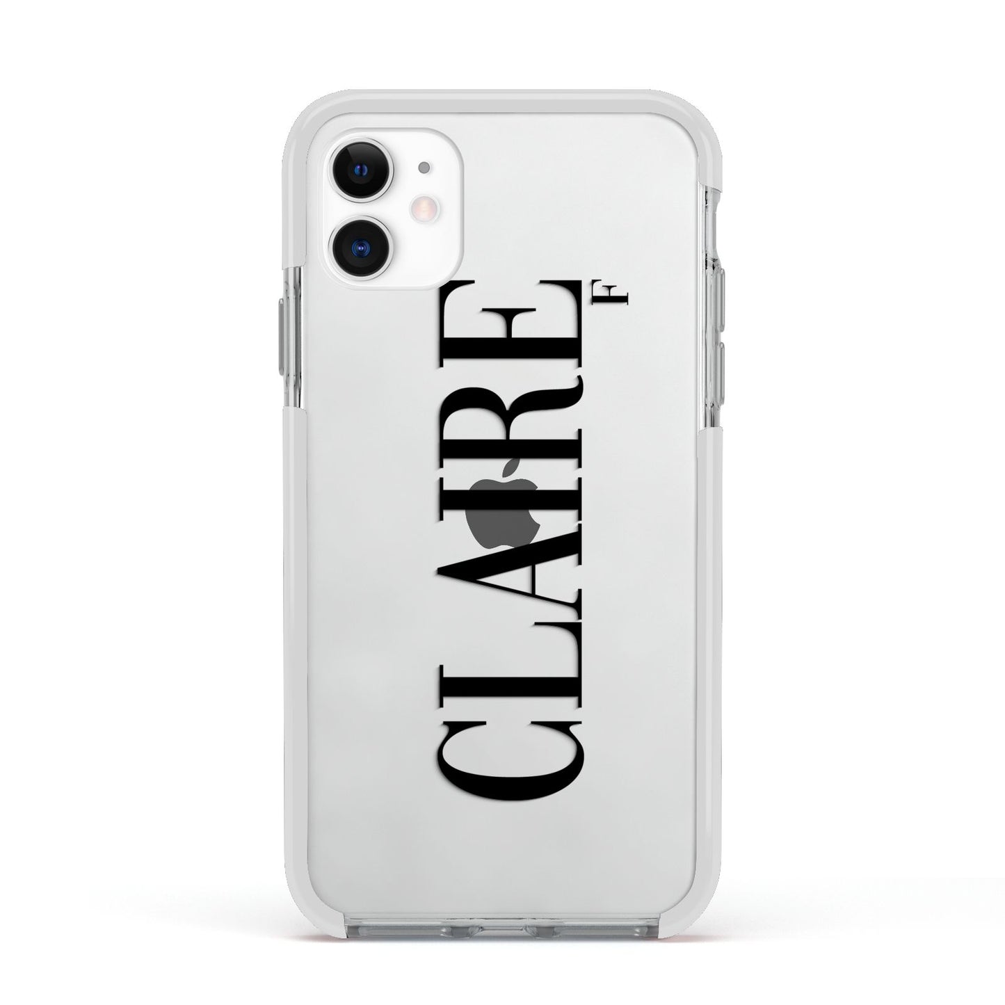 Personalised Transparent Name Apple iPhone 11 in White with White Impact Case