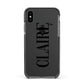 Personalised Transparent Name Apple iPhone Xs Impact Case Black Edge on Black Phone