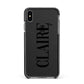 Personalised Transparent Name Apple iPhone Xs Max Impact Case Black Edge on Black Phone