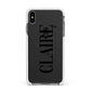 Personalised Transparent Name Apple iPhone Xs Max Impact Case White Edge on Black Phone