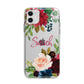 Personalised Transparent Name Roses Apple iPhone 11 in White with Bumper Case