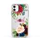 Personalised Transparent Name Roses Apple iPhone 11 in White with White Impact Case