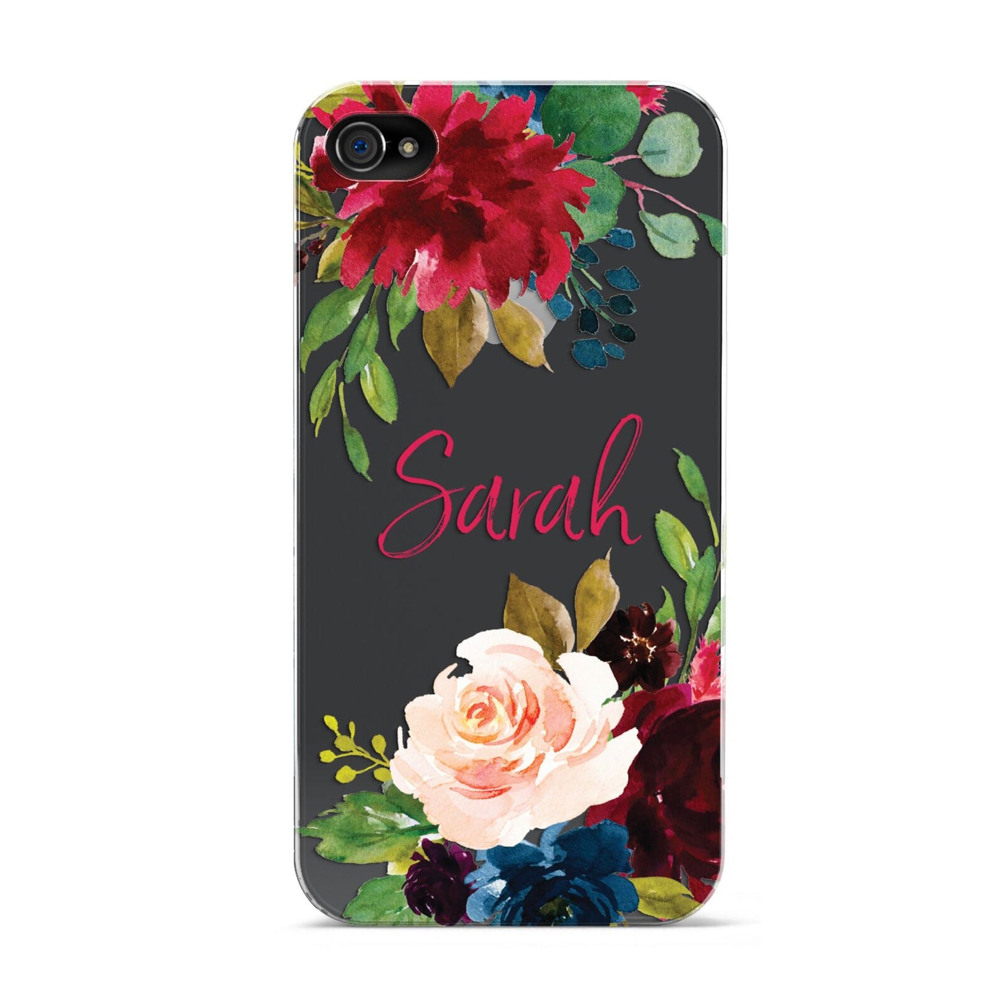 Personalised Transparent Name Roses Apple iPhone 4s Case