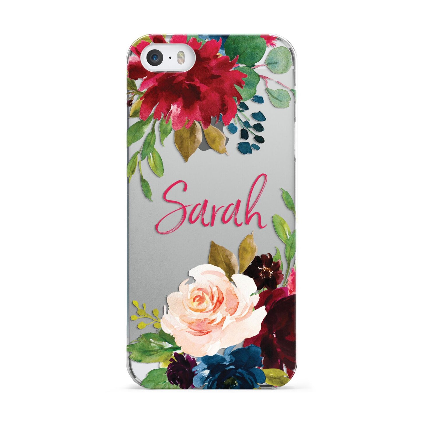 Personalised Transparent Name Roses Apple iPhone 5 Case