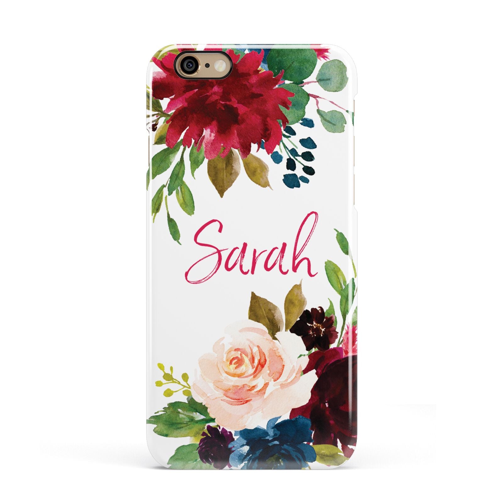 Personalised Transparent Name Roses Apple iPhone 6 3D Snap Case