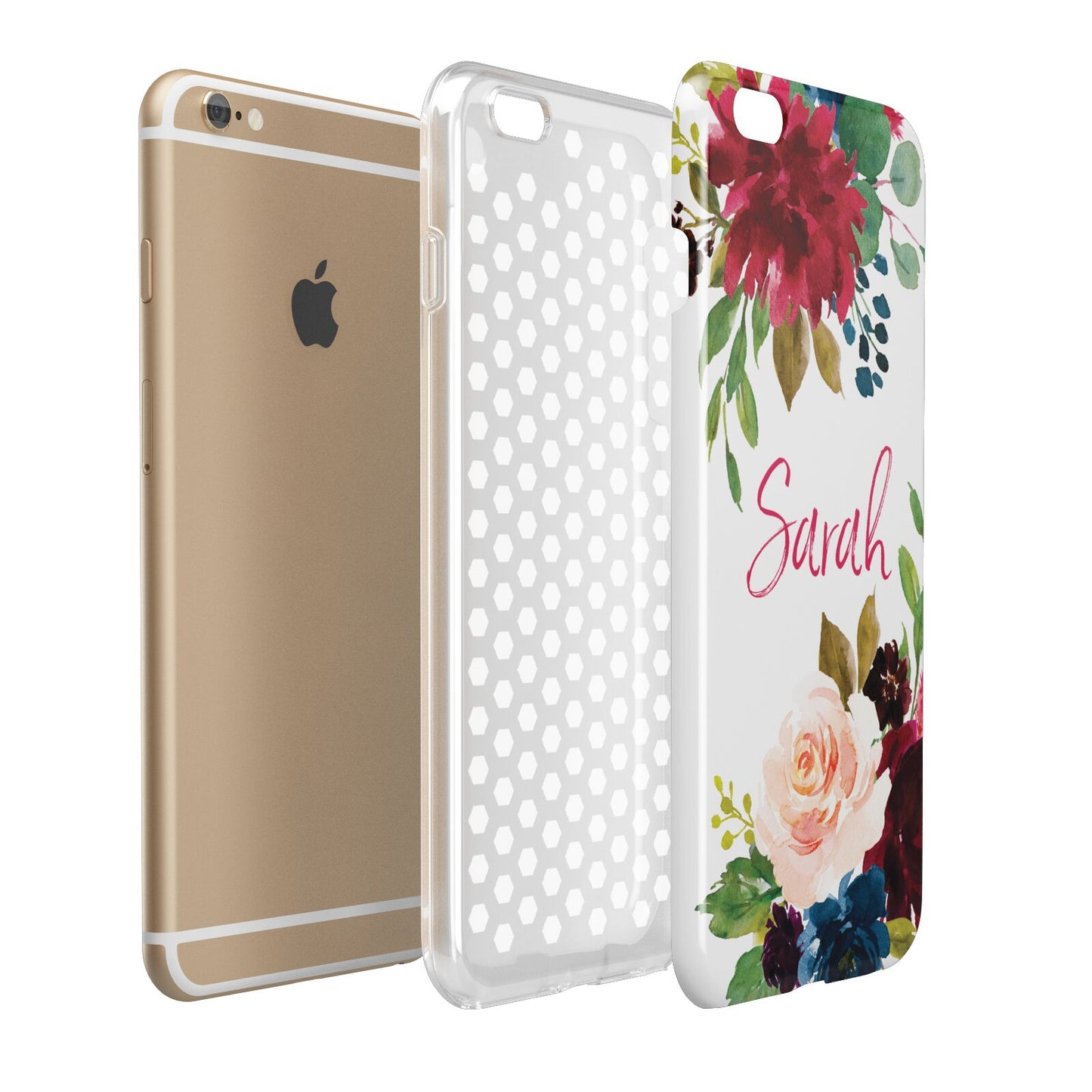 Personalised Transparent Name Roses Apple iPhone 6 Plus 3D Tough Case Expand Detail Image