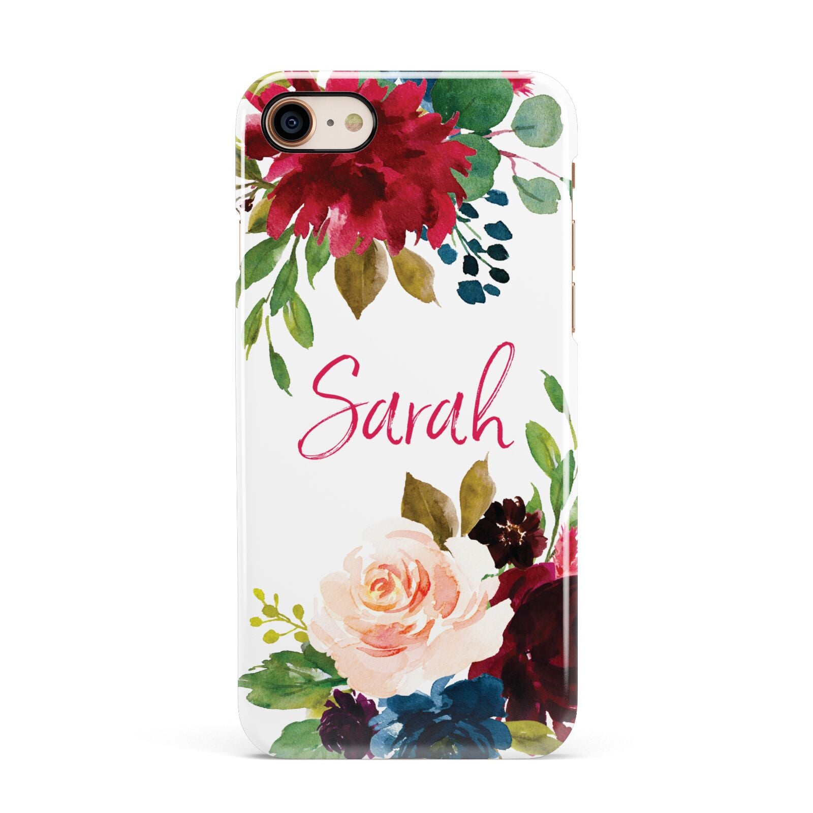 Personalised Transparent Name Roses Apple iPhone 7 8 3D Snap Case