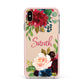 Personalised Transparent Name Roses Apple iPhone Xs Max Impact Case Pink Edge on Gold Phone